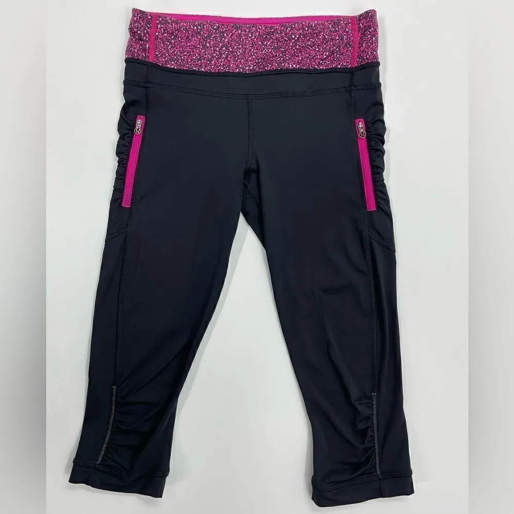 Lululemon Passion Crop III Black Flashback Static Caspian Jeweled Magenta - 4